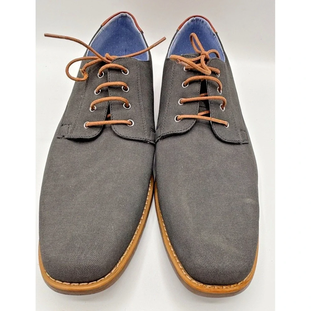 Perry Ellis Portfolio Men's Canvas Derby Oxford Shoes Gray Sz 13 Casual Lace-Up